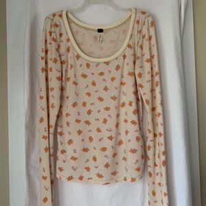 We The Free thermal knit 'Floral Washed Baby Tee'